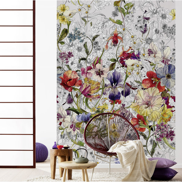 East Urban Home Floral 1.8m x 91cm 4 Piece Wallpaper Wayfair.co.uk